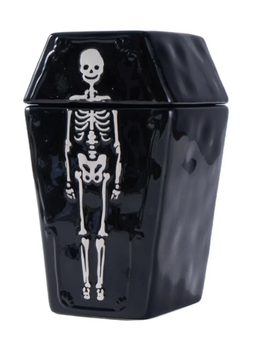 NEW Ceramic Coffin Jar Bathroom Decor Black Goth Skeleton Party Decorations Goth